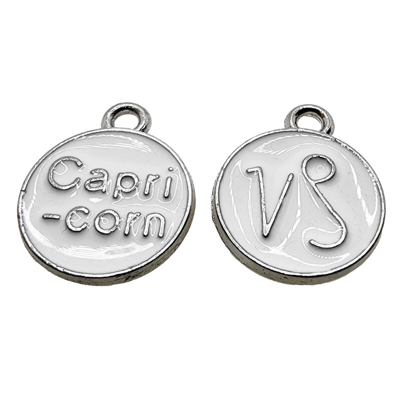 Silver White Capricorn Enamel Charm 12mm 3pcs.