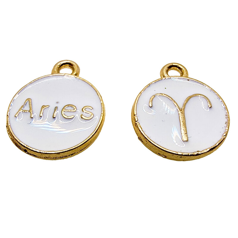 Gold White Aries Enamel Charm 12mm 3pcs.