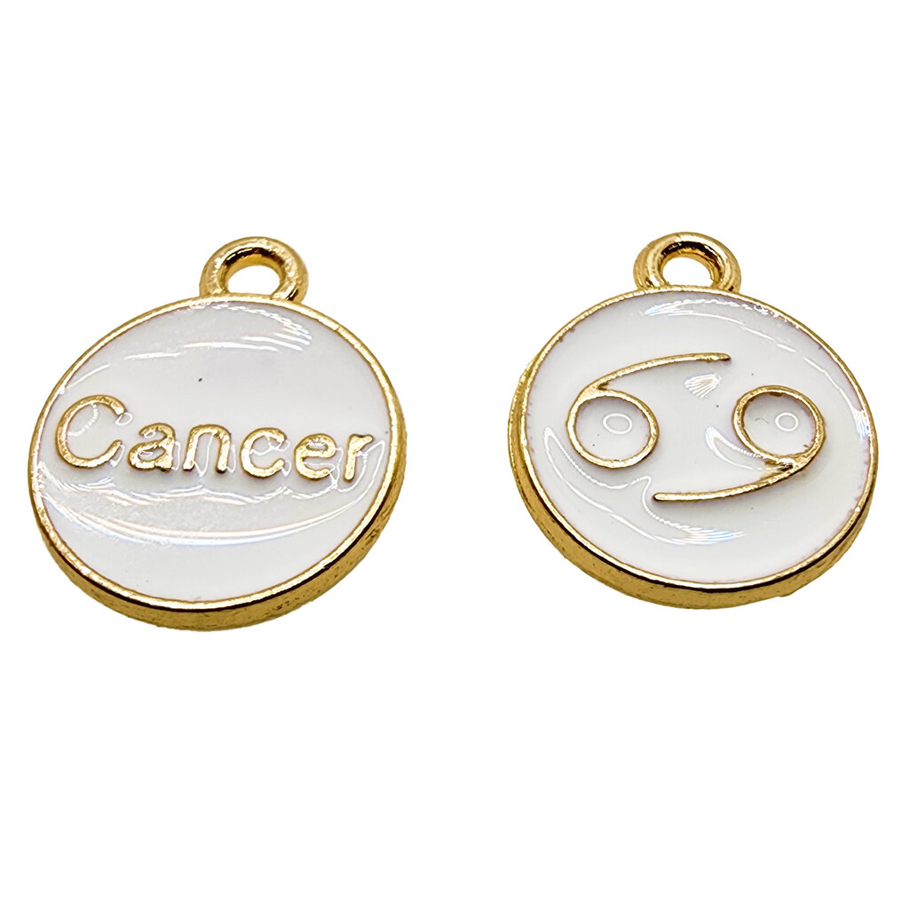 Gold White Cancer Enamel Charm 12mm 3pcs.