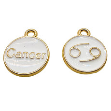 Gold White Cancer Enamel Charm 12mm 3pcs.