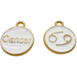 Gold White Cancer Enamel Charm 12mm 3pcs.