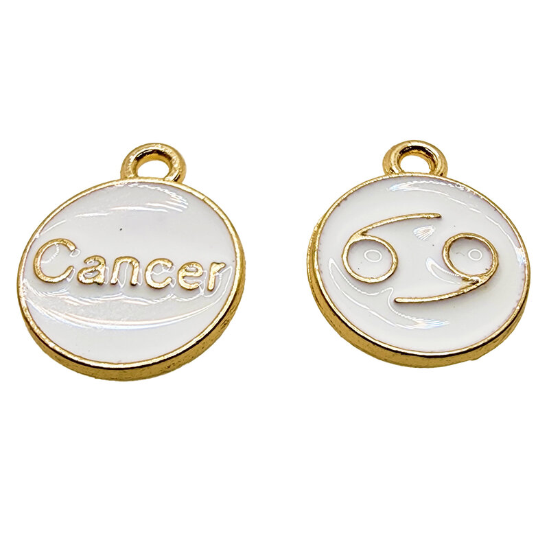 Gold White Cancer Enamel Charm 12mm 3pcs.