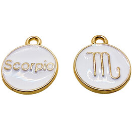 Gold White Scorpio Enamel Charm 12mm 3pcs.