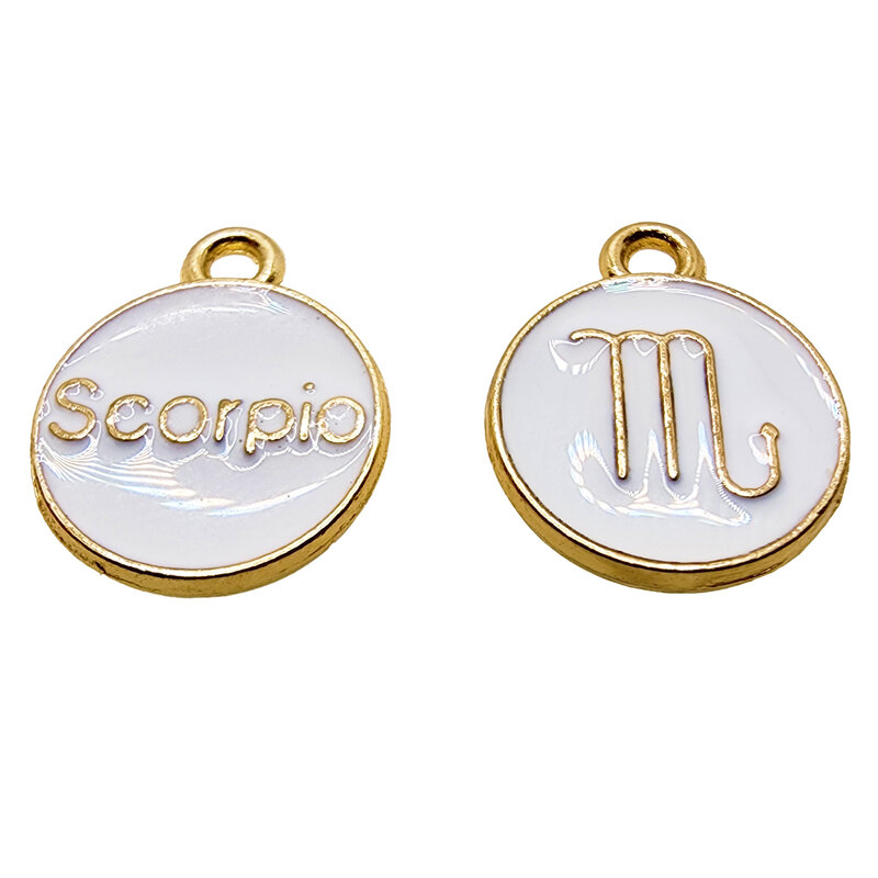 Gold White Scorpio Enamel Charm 12mm 3pcs.