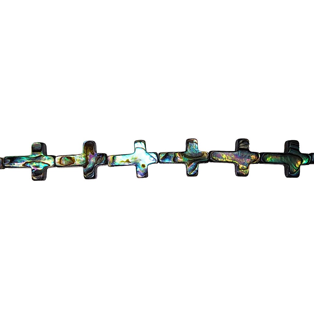 Cross Abalone Beads 16" Strand
