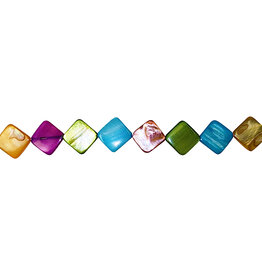Diagonal Square Multi Color Shell Beads 16" Strand