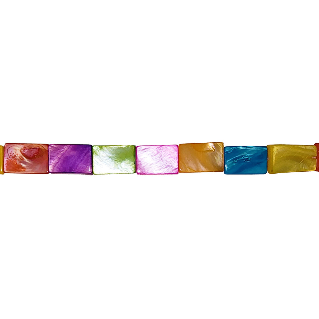 Rectangle Multi Color Shell Beads 16" Strand