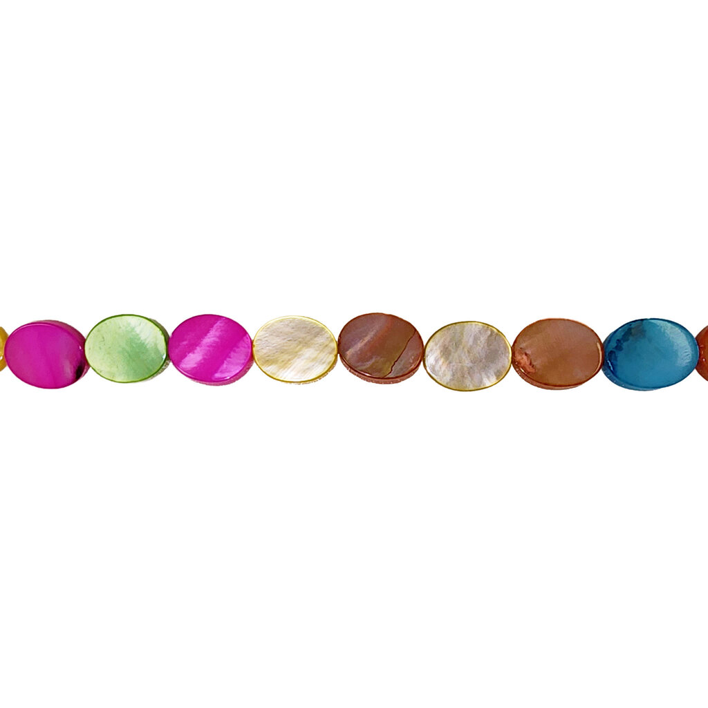 Oval Multi Color Shell Beads 16" Strand