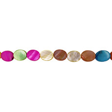 Oval Multi Color Shell Beads 16" Strand