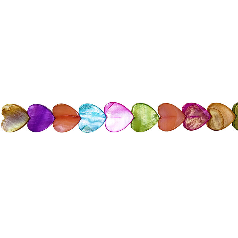 Heart Multi Color Shell Beads 16" Strand