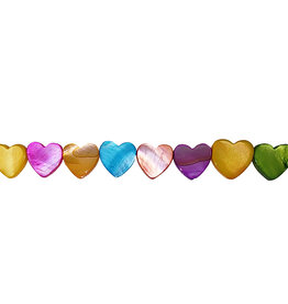 Side Drilled Heart Multi Color Shell Beads 16" Strand