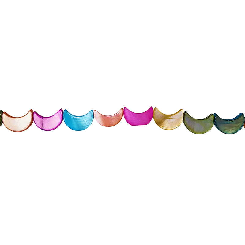 Crescent Multi Color Shell Beads 16" Strand