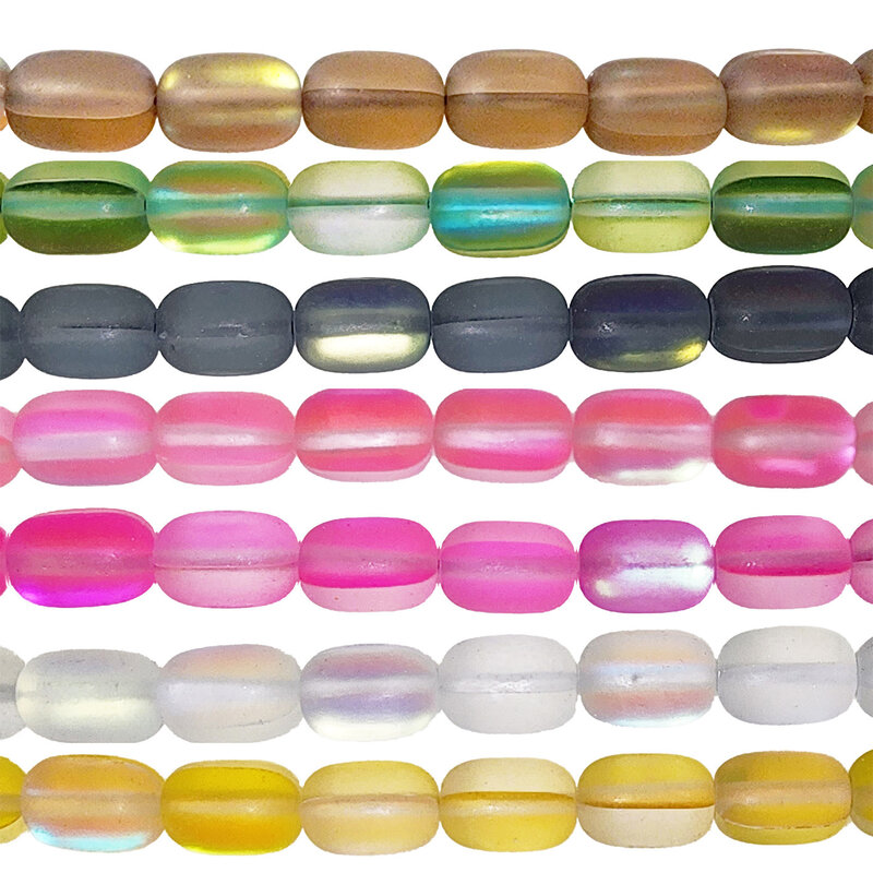 Matte Mystic Aura Quartz Tube Beads