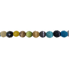 Cat Eye Beads Faceted Multi Color 16" Strand 10mm