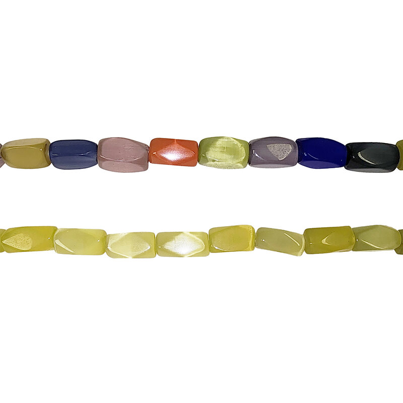 Cat Eye Beads Faceted Rectangle 16" Strand