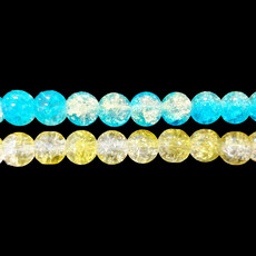 Semi-Colored Crackle Glass Beads 16" Strand PT.2