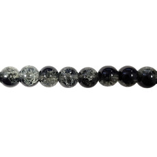 Semi-Colored Crackle Glass Beads 16" Strand