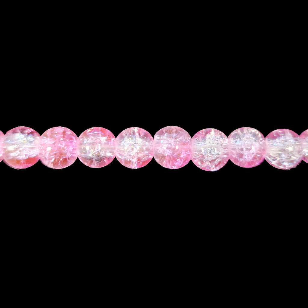 Semi-Colored Crackle Glass Beads 16" Strand