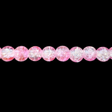 Semi-Colored Crackle Glass Beads 16" Strand