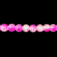 Semi-Colored Crackle Glass Beads 16" Strand