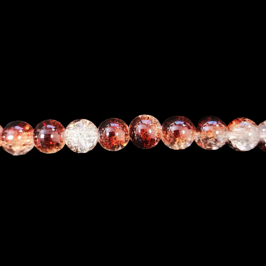 Semi-Colored Crackle Glass Beads 16" Strand