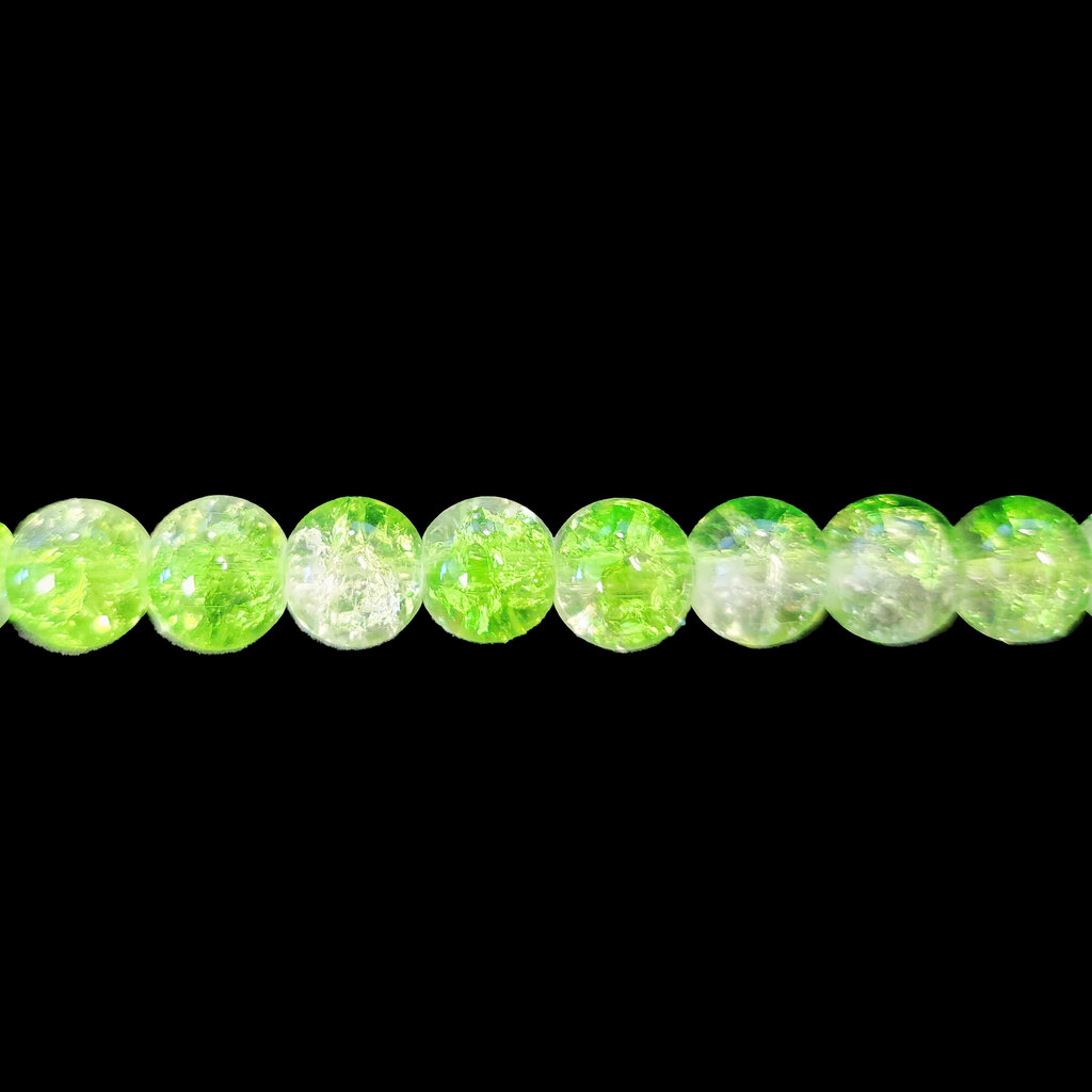 Semi-Colored Crackle Glass Beads 16" Strand