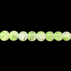 Semi-Colored Crackle Glass Beads 16" Strand