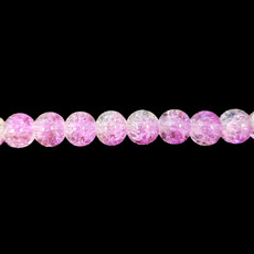 Semi-Colored Crackle Glass Beads 16" Strand