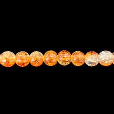 Semi-Colored Crackle Glass Beads 16" Strand