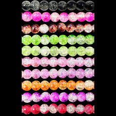 Semi-Colored Crackle Glass Beads 16" Strand