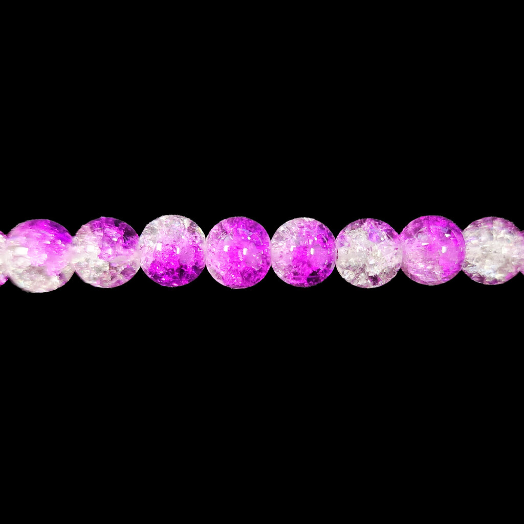 Semi-Colored Crackle Glass Beads 16" Strand