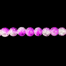 Semi-Colored Crackle Glass Beads 16" Strand