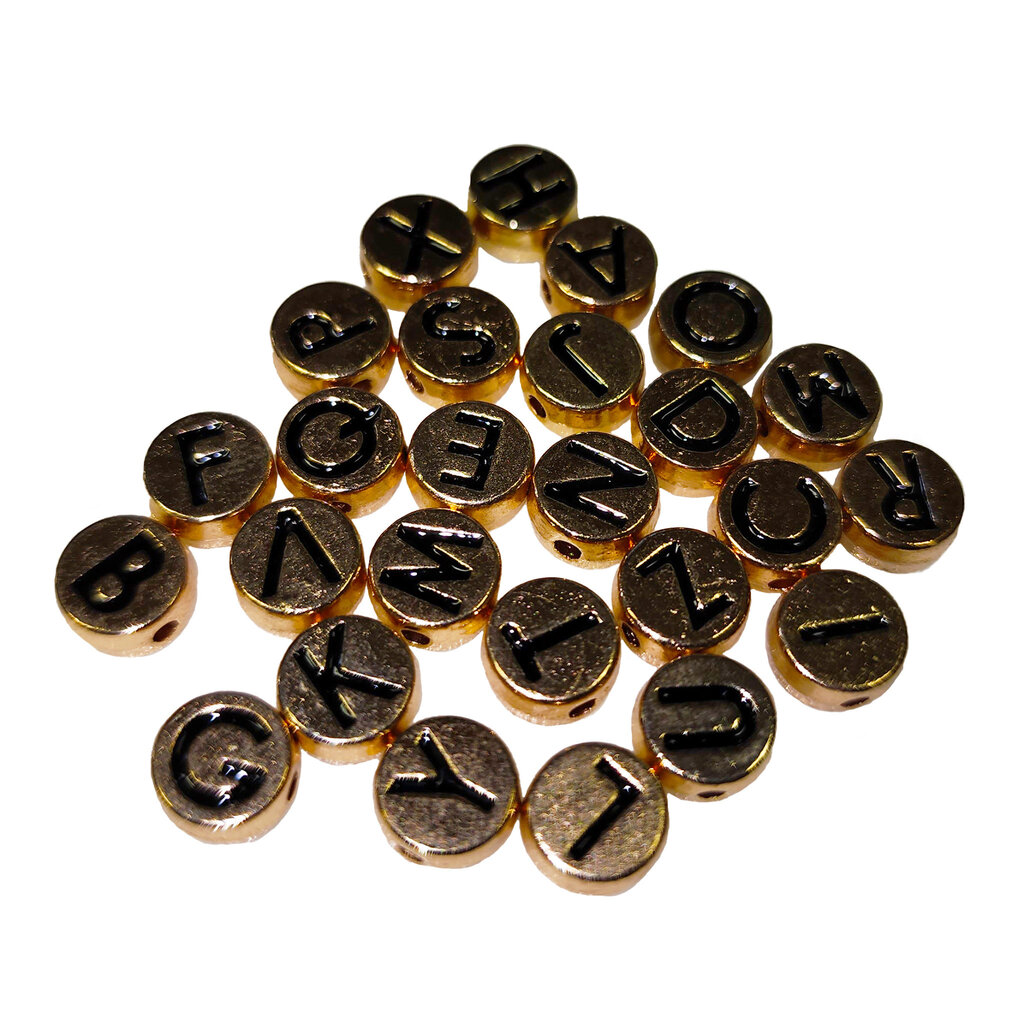 Gold Alphabet Letter Charm 3pcs. 8mm