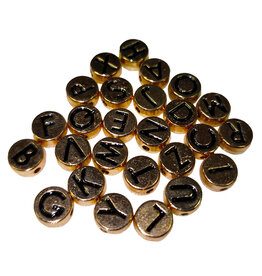 Gold Alphabet Letter Charm 3pcs. 8mm