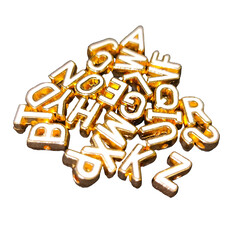 3D Gold White Letter Enamel Bead 3pcs. 10mm