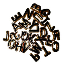 3D Gold Black Letter Enamel Bead 3pcs. 10mm