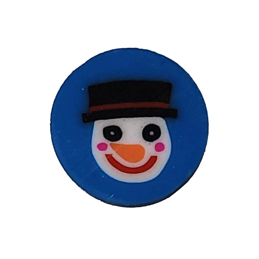 Blue Round Snowman Fimo Beads 12pcs 9mm
