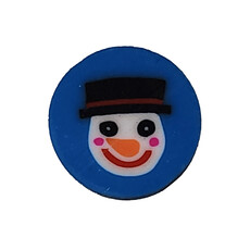 Blue Round Snowman Fimo Beads 12pcs 9mm