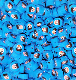 Blue Round Snowman Fimo Beads 12pcs 9mm