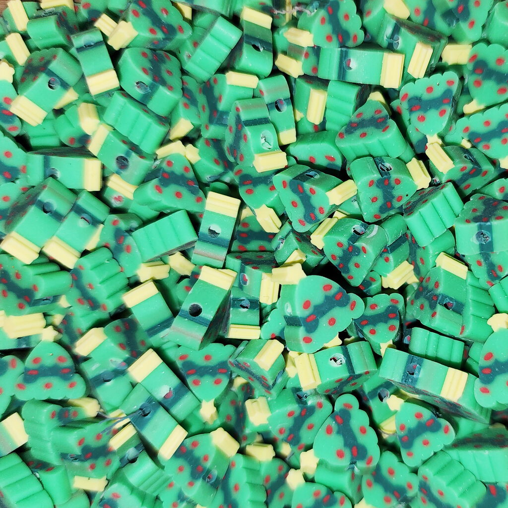 Christmas Tree Fimo Beads 12pcs 9x10mm