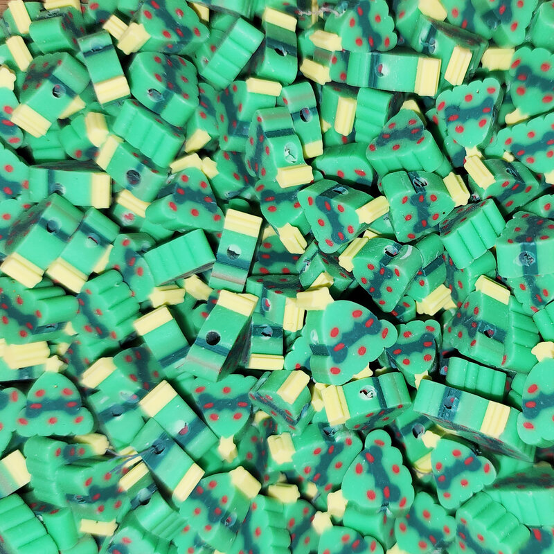 Christmas Tree Fimo Beads 12pcs 9x10mm