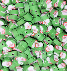 Green Round Santa Fimo Beads 12pcs 9mm