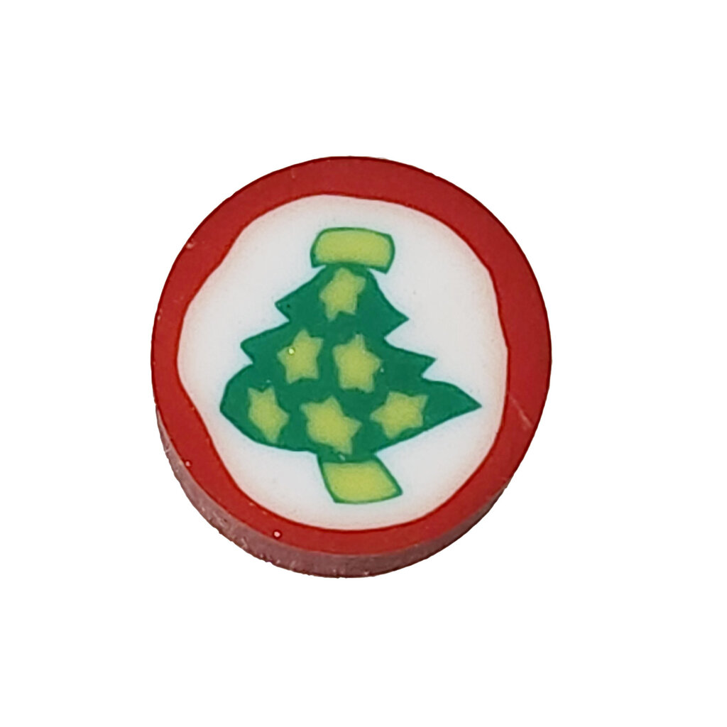 Red Round Christmas Tree Fimo Beads 12pcs 9mm