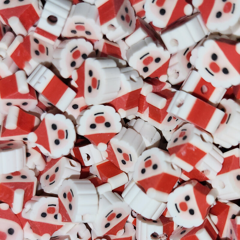 Santa 2 Fimo Beads 12pcs 9x10mm