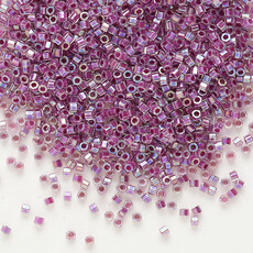 Miyuki Delica #11 Translucent Raspberry-Lined Rainbow Crystal Clear DBC0056 7.5gms