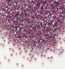 Miyuki Delica #11 Translucent Raspberry-Lined Rainbow Crystal Clear DBC0056 7.5gms