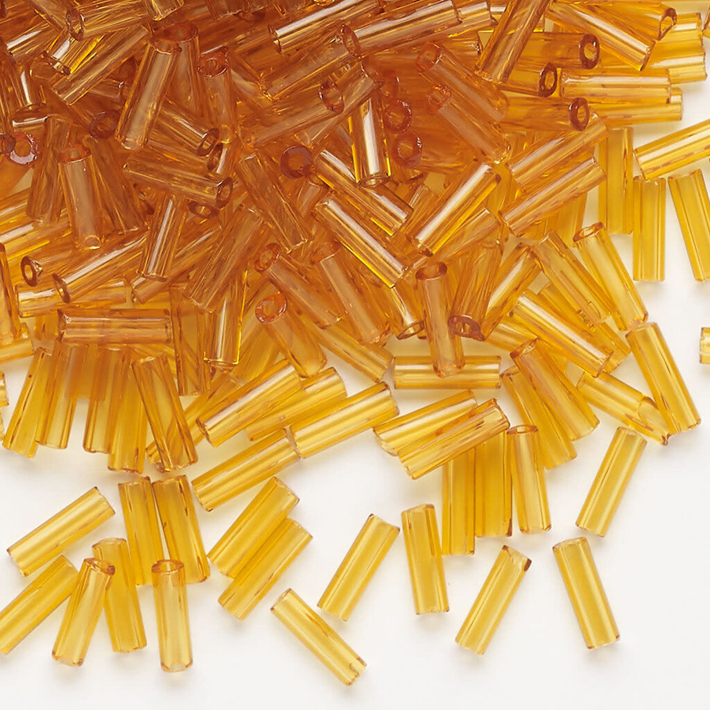 Preciosa Czech Bugle Bead #3 Loose Transparent Topaz 50gm pkg.