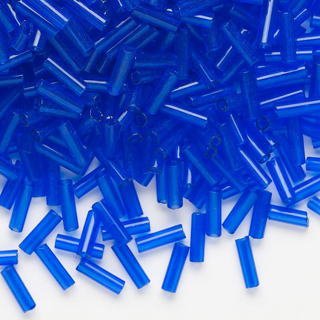 Preciosa Czech Bugle Bead #3 Loose TP Medium Blue 50gm pkg.