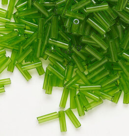 Preciosa Czech Bugle Bead #3 Loose TP Lime Green 50gm pkg.