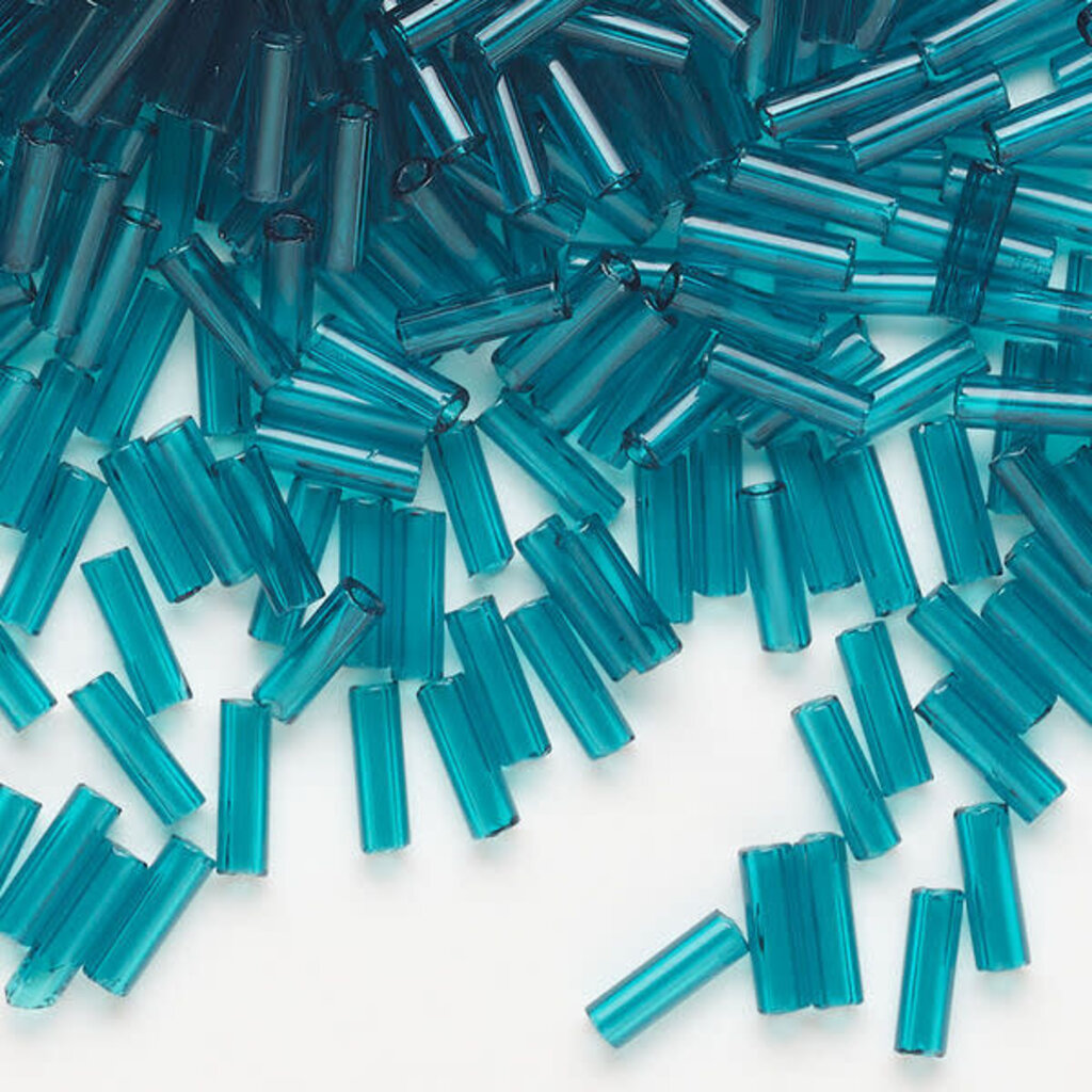 Preciosa Czech Bugle Bead #3 Loose Transparent Teal 50gm pkg.
